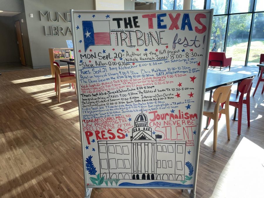 The Munday Library will host the Texas Tribune Festival starting on Sep. 20th. Speakers will include prominent politicians and journalists.