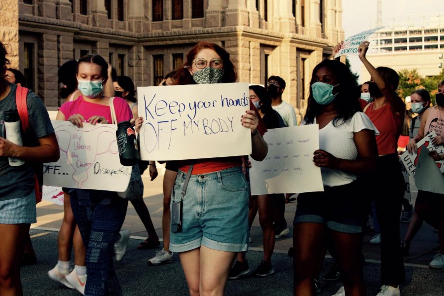 People+protesting+at+The+Capitol+in+Austin%2C+TX+over+the+new+SB8+law+criminalizing+abortion+after+6+weeks+of+pregnancy%2C+or+the+detection+of+a+heartbeat.+