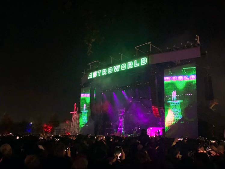 Travis Scott's stage at Astroworld in 2019. This year, around 50,000 were in the crowd to see Scott perform at the music festival in Houston, Texas.