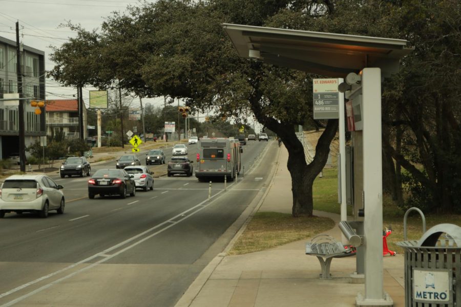Two Capital Metro bus stops are located at the edge of campus along South Congress. This includes the aptly named St. Edward's stop.