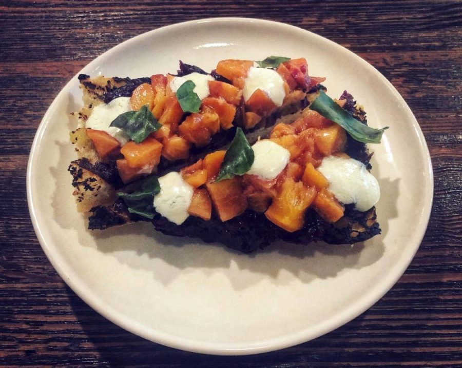 Olive and June’s signature peach bruschetta. This spot has so many delicious options, there are so many sections to the menu. 