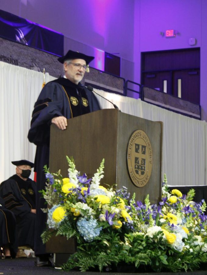 Shadowen gives his closing remarks near the end of the ceremony. 