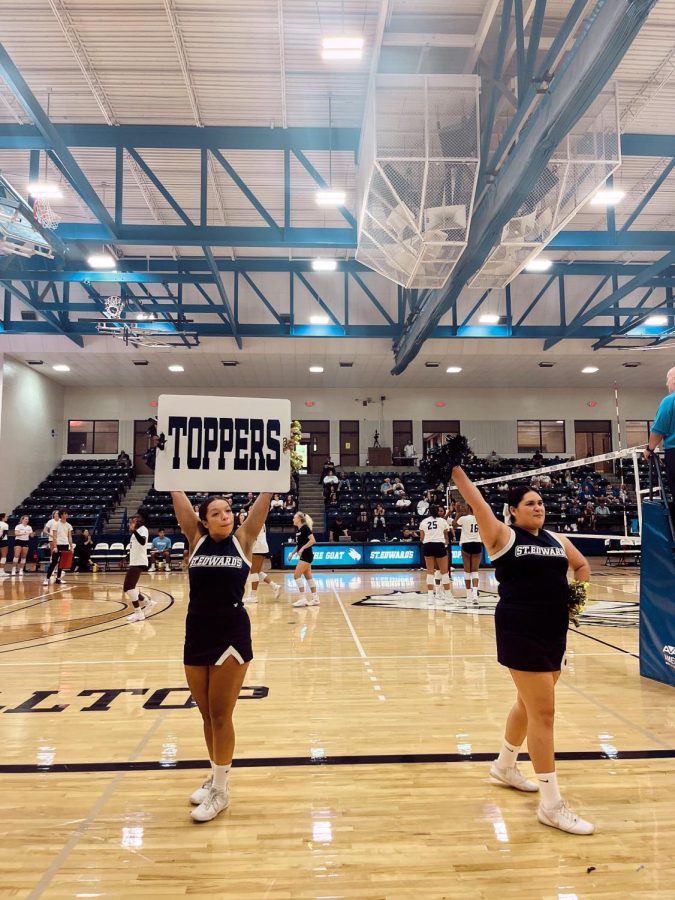 SEU cheerleaders celebrate a point for the Hilltoppers.