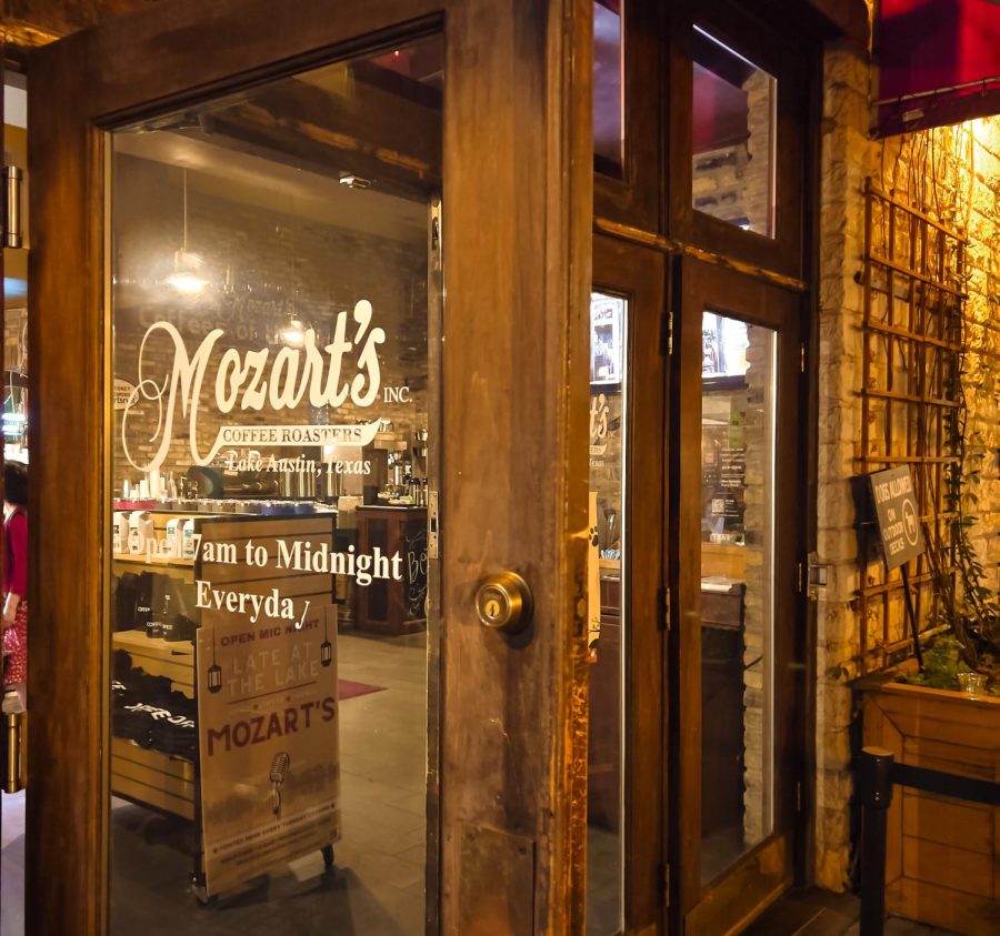 The entrance of Mozart's is warm and welcoming as participant's and late night studiers grab their beverage and seat before the show begins