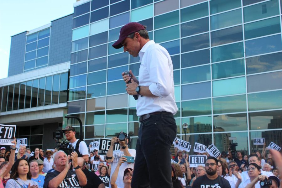 ORouke takes a moment during his speech to revel in the crowds cheers. Many were seen with tears in their eyes -- overwhelmed with emotion -- as ORouke continued to advocate for the issues that are important to him and his campaign. 