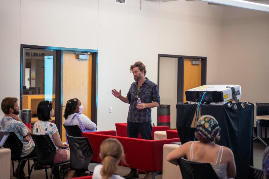 Students gather to attend Geoff Marslett seminar covering the trials and tribulations of animation and the film industry.