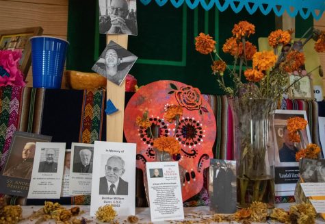 Adorned Día de los Muertos altars scattered throughout campus honor the dead through spirituality and community.