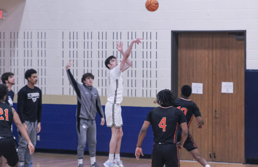 Mason Hix attempts a 3-pointer vs. UT-Permian Basin at the Recreation and Athletic Center on Thursday night.