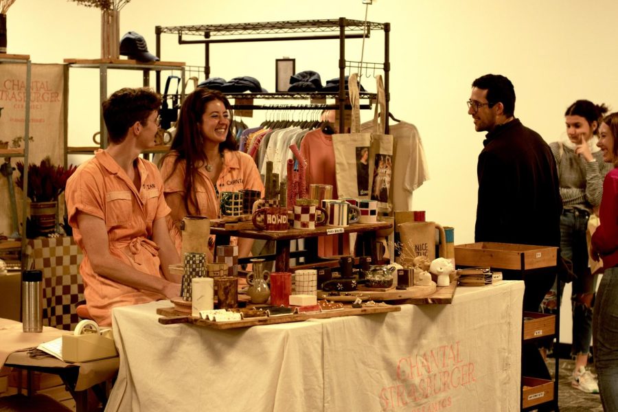 Chantal and Ian running the stand for Chantal Ceramics, a local ceramic shop.