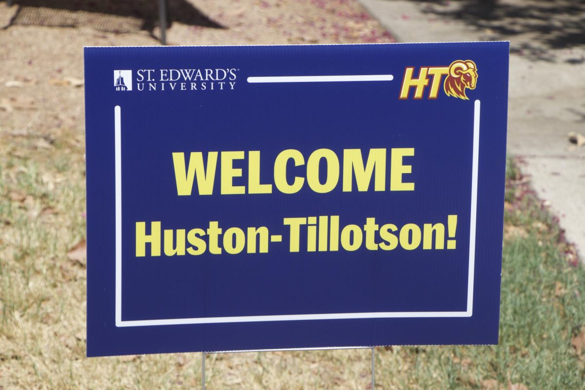 Students+from+Huston-Tillotson+University+followed+signs+like+these+to+Theresa+Hall%2C+a+residence+hall+at+St.+Edward%E2%80%99s+University.
