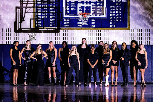 The St. Edward’s women’s basketball players take a team photo at the Recreation & Athletic Center in Austin, Texas on Sept. 29, 2023.
