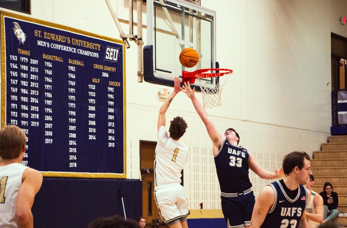 Junior Blake Nielsen playing last season against University of Arkansas-Fort Smith in the Recreation and Athletics Center on campus. 