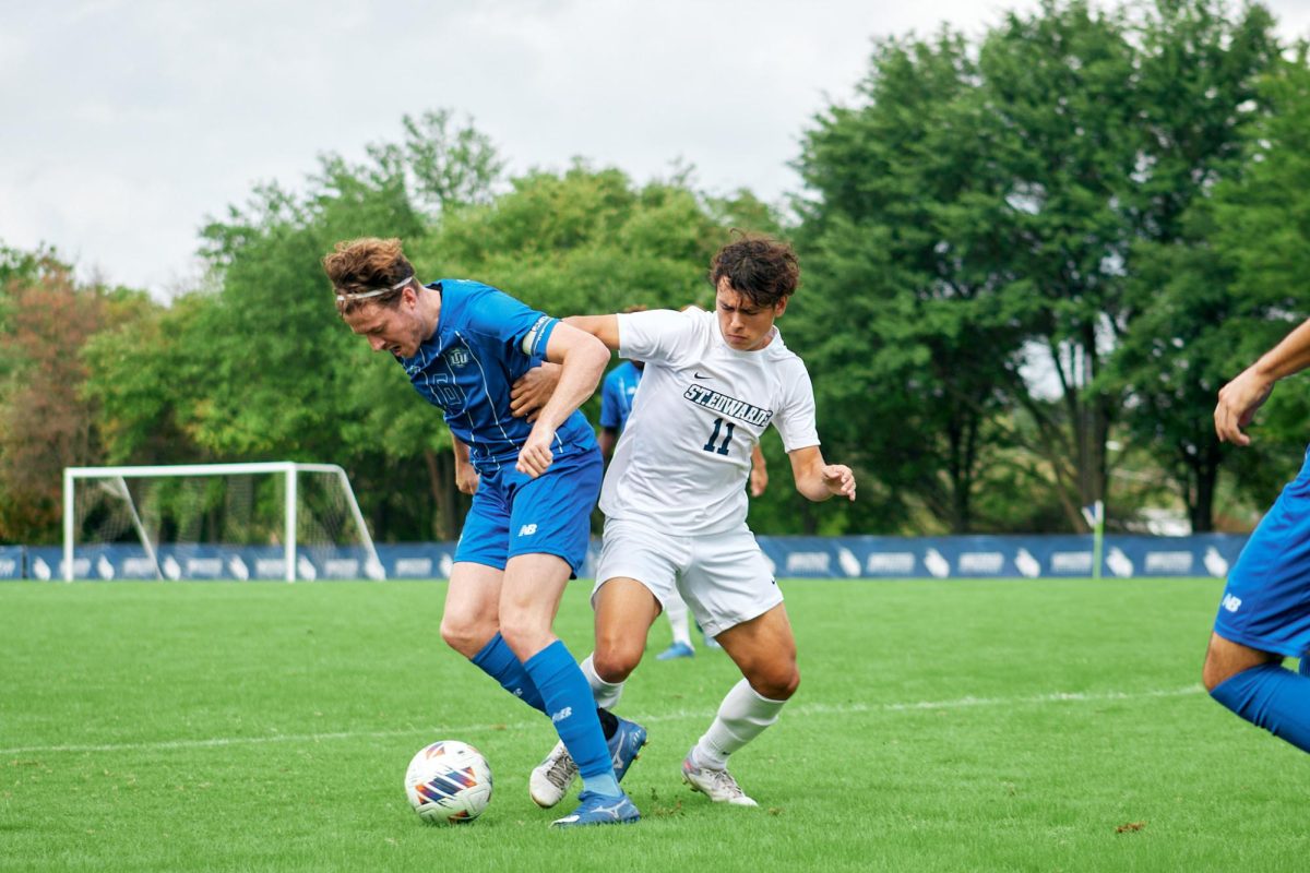 Freshman Bartek Zabek on the field against Lubbock Christian University Chaps during homecoming weekend.