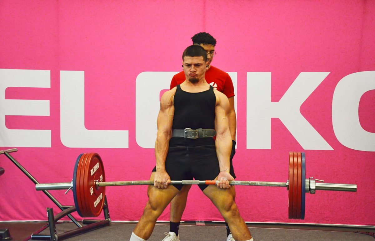 Freshman Chris Guerrero competes in the deadlift. He was the middleweight winner and the overall winner, lifting the heaviest weight for a total of 1,235 pounds.