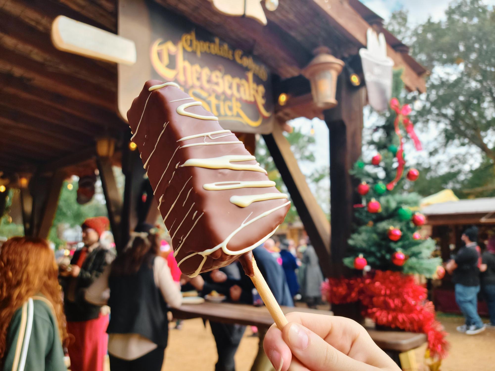 Semi-frozen chocolate dipped cheesecake on a stick. Maybe not the best choice for a cold day, but satisfying nonetheless.