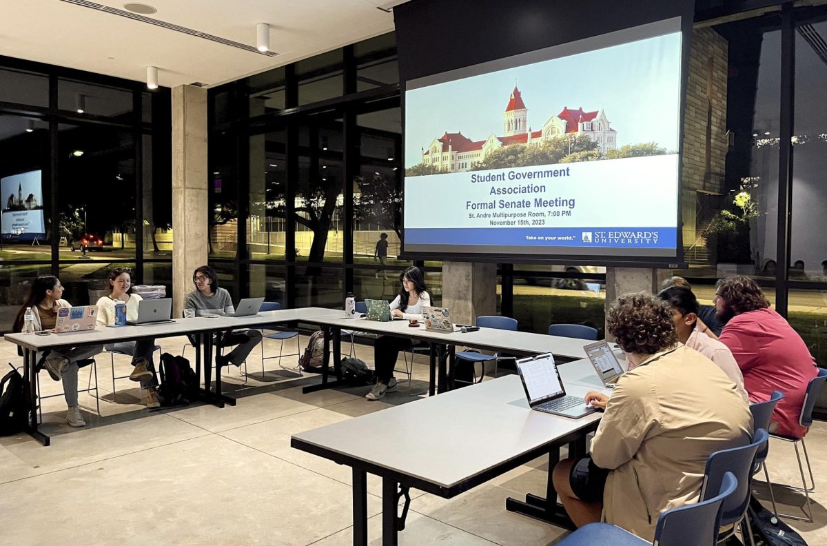 Student Government Association senators settle in the St. Andre Multipurpose Room last Wednesday. 