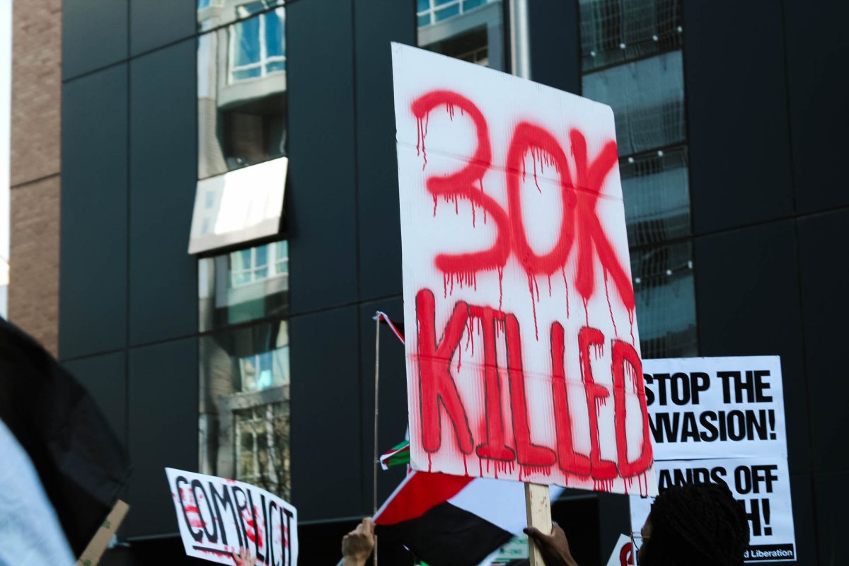 Thousands marched in Austin to protest the war in Gaza. Multiple signs conveyed the rising death toll in Palestine that recently surpassed 30,000. 