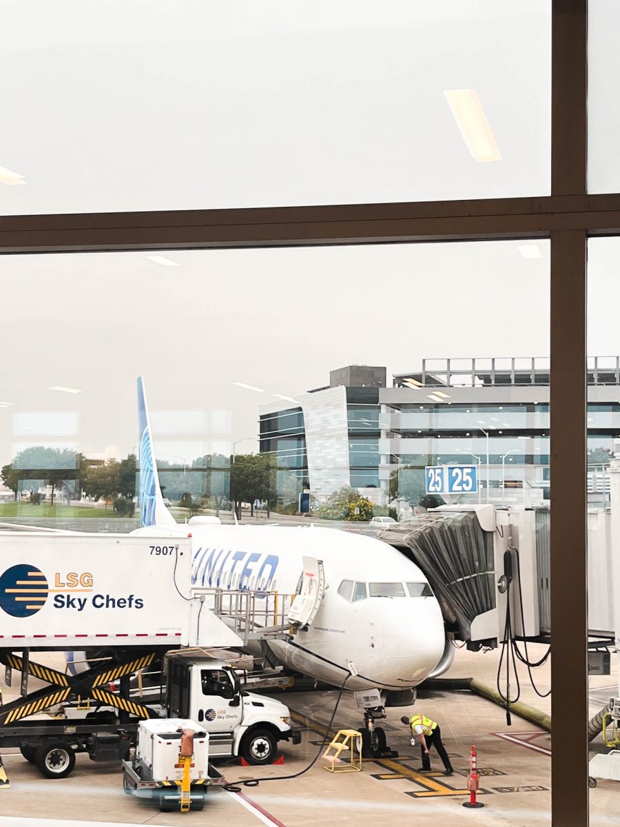 Pictured is a Boeing 737 MAX 8 aircraft at Austin-Bergstrom Airport flying under United.