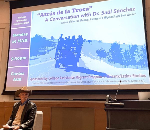 CAMP and Chicanx/Latinx Studies welcomed Saúl Sánchez, Ph.D., to talk to students about his book, describe his experience as a former migrant worker, as well as discuss themes about education, family and adversity. The conversation is hosted in observance of National Farmworker Awareness Week.
