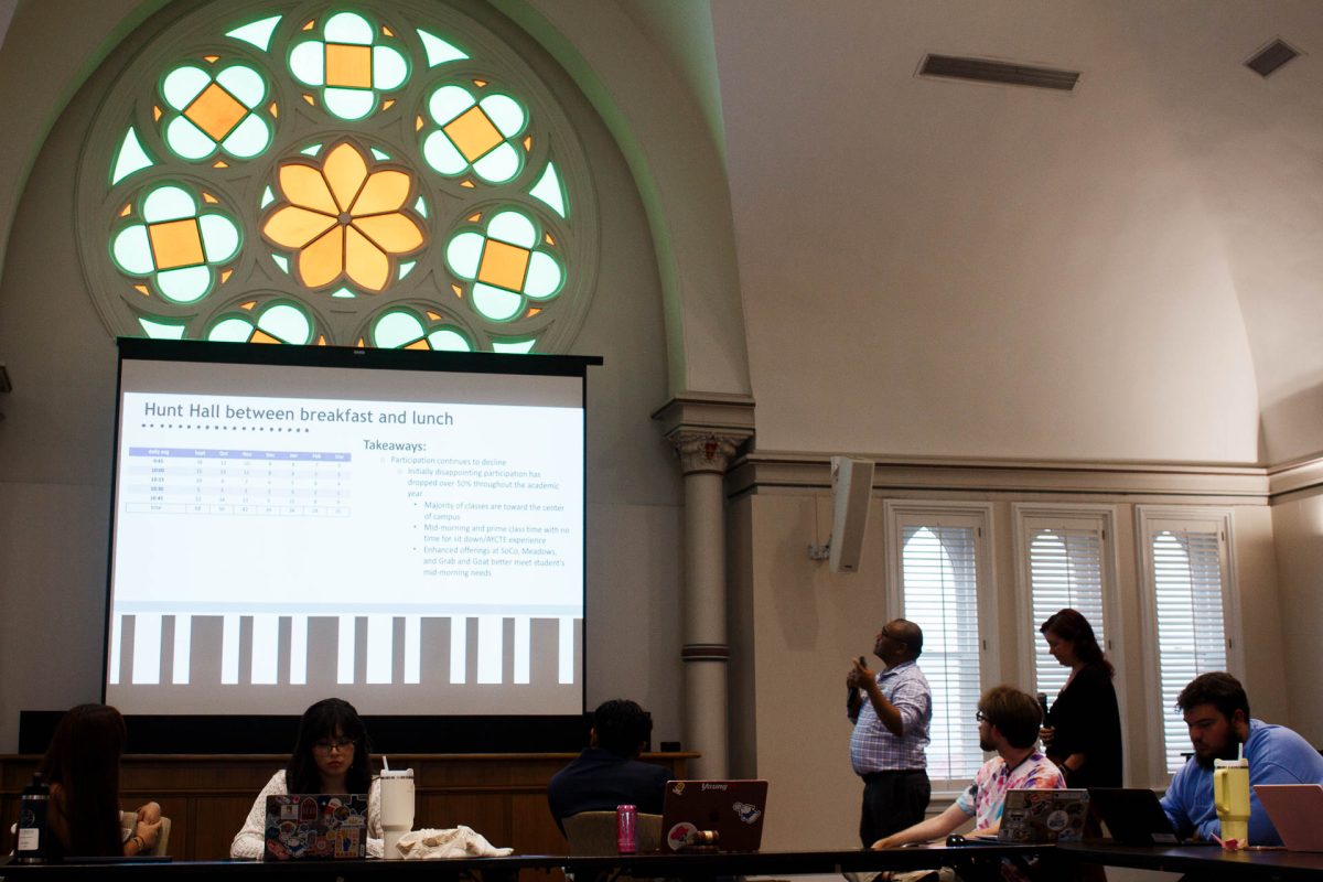 Bon Appétit’s director of operations Elvin Lubrin and assistant general manager Kella Tyson discuss operating statistics encompassing campus dining before opening for a Q&A. 