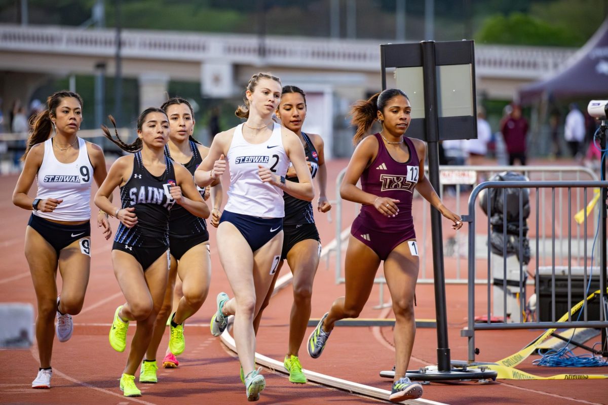 Junior Sydney Smith runs in the first day of the meet at Texas State University. This is Smith's third year on the team and the years of experience have helped her improve as an athlete. During the meet at Texas Southern University, she placed second in the mile event and set a personal best.