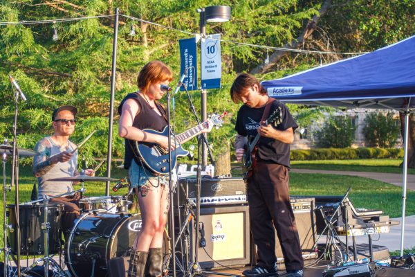The San Marcos shoegaze band “ladyluck” performed for festival goers as the sun began to set. The band was the only act during the festival which featured a female member, who for “ladyluck” performed lead vocals and guitar. 