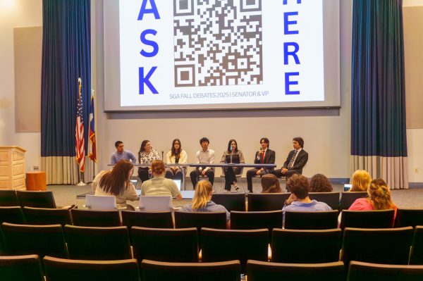 Senate candidates participate in the Student Government Association debate outlining their goals for improving campus life.