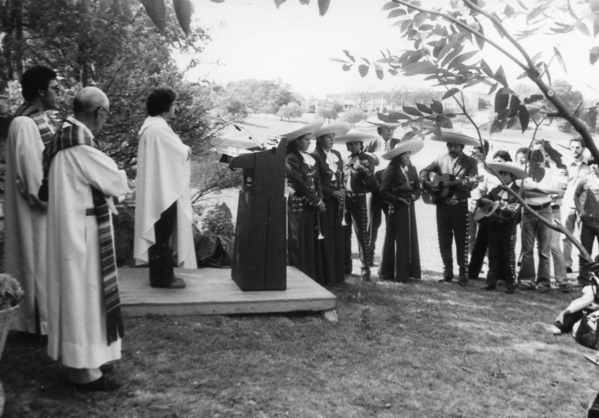 CAMP students at an event held at the Grotto in an undated photo from the SEU Archives