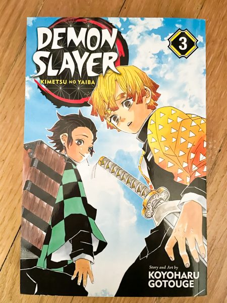 Volume 3 of the “Demon Slayer: Kimetsu no Yaiba” manga series. This volume sets up and introduces a variety of key characters and techniques to this new movie, including usage of Yushiro’s Blood Demon Art, Tamayo’s experiments, and the introduction of Inosuke, one of the series’s main characters. 