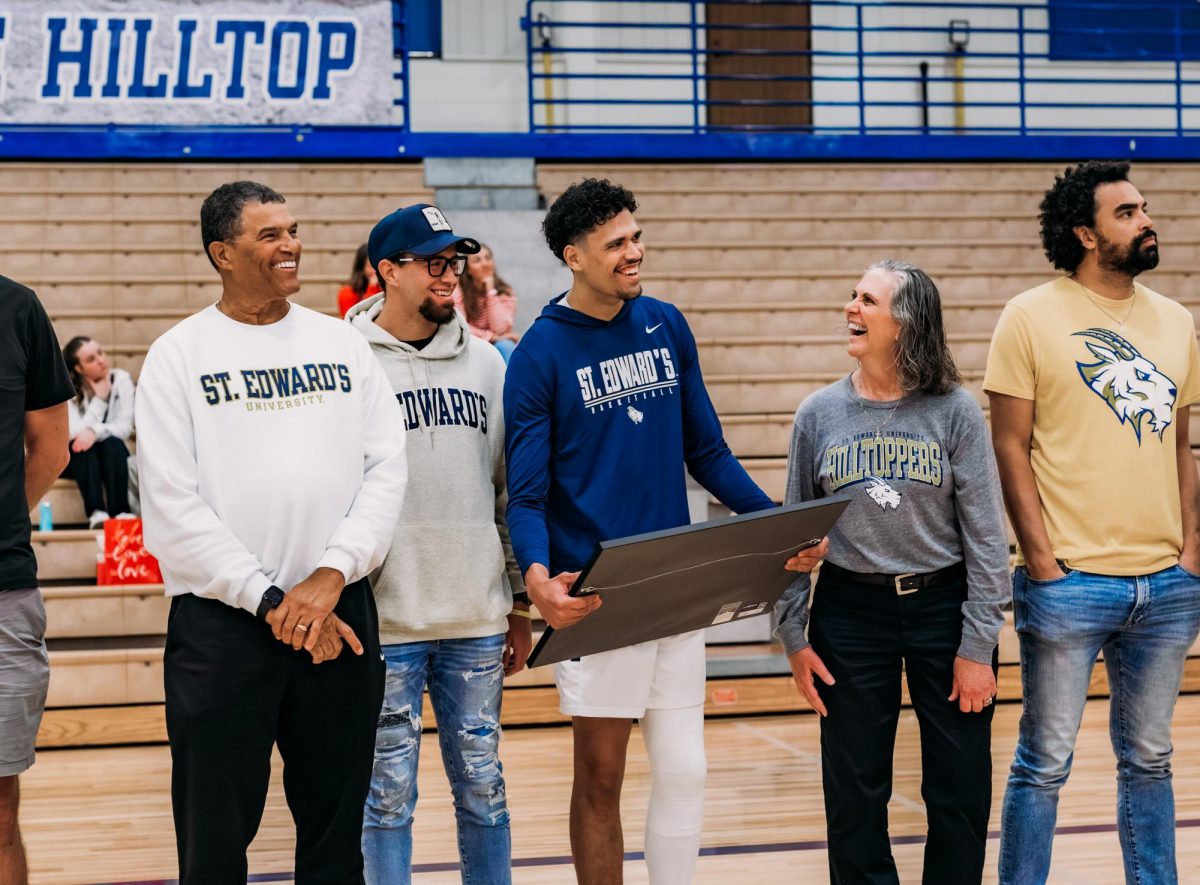 On Saturday, Feb. 14, Jamison Kay celebrated Senior Day next to his family ahead of the last home game of the regular season. Throughout his college career, his family has always supported him, showing up to as many games as possible — they even have frequent flyer miles from traveling back and forth. “I couldn’t do it without them,” Kay said. “Just having that support no matter if I do bad or good, they’re the same way.”
